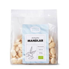 Mandlar Blancherade Valencia, 500g ekologisk - Happy Green