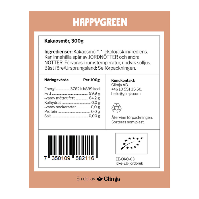 Kakaosmör, 300g ekologisk - Happy Green