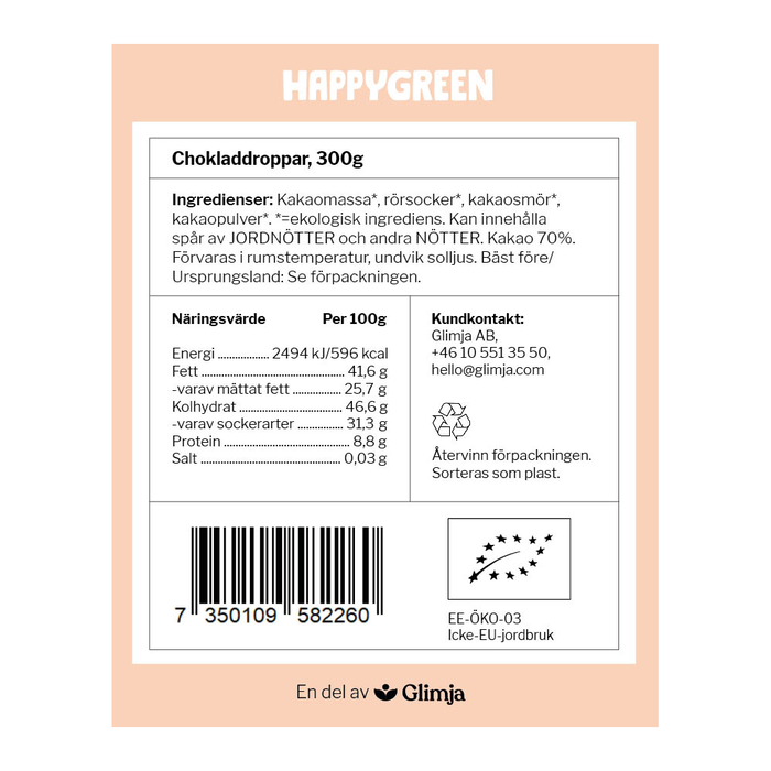 Chokladdroppar 70% Kakao, 300g ekologisk - undefined