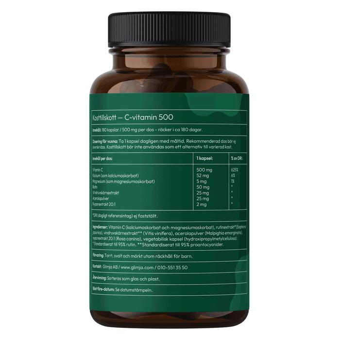 Glimja Syraneutral C-vitamin, 180 kapslar - Glimja