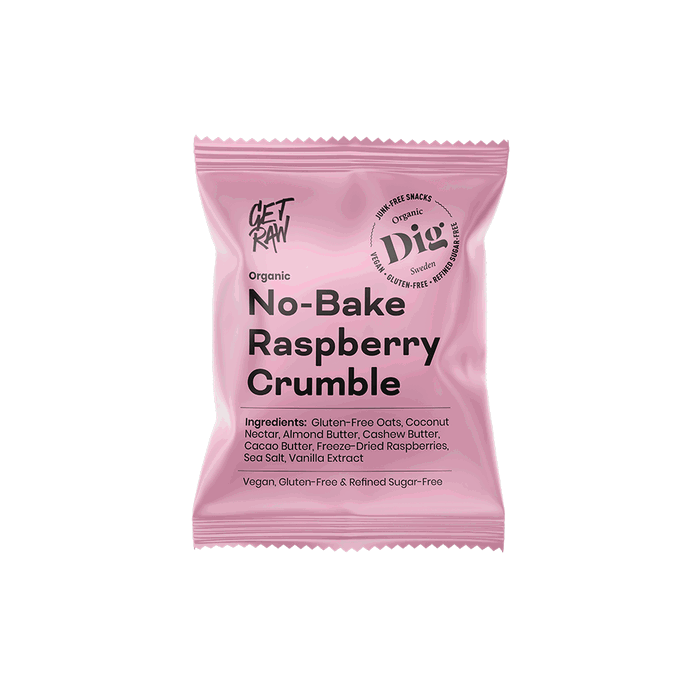 Dig No-Bake Raspberry Crumble, 12x35g ekologisk - DIG