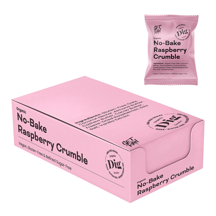 Dig No-Bake Raspberry Crumble, 12x35g ekologisk - DIG