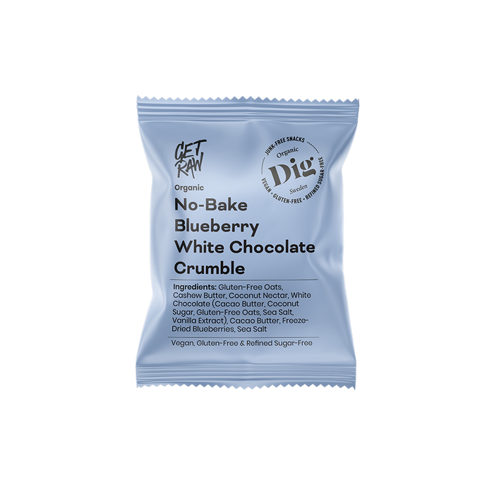 Dig No-Bake White Chocolate Blueberry Crumble, 12x35 g ekologisk - DIG