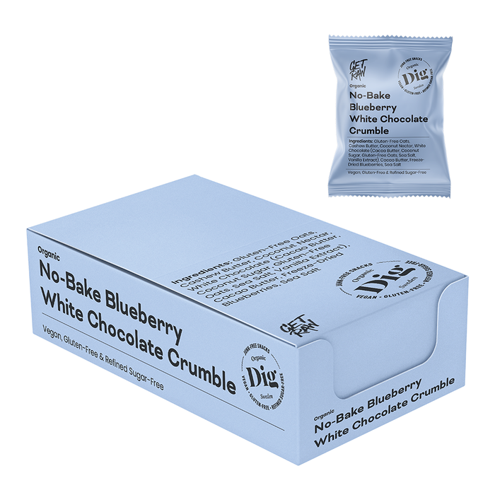 Dig No-Bake White Chocolate Blueberry Crumble, 12x35 g ekologisk - DIG