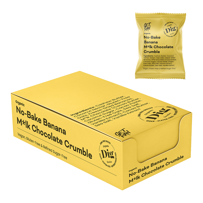 Dig No-Bake Banana M*lk Chocolate Crumble, 12x35g ekologisk - DIG