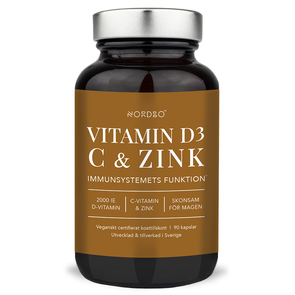 Vegan D3, C-vitamin & Zink, 90 kapslar - Nordbo