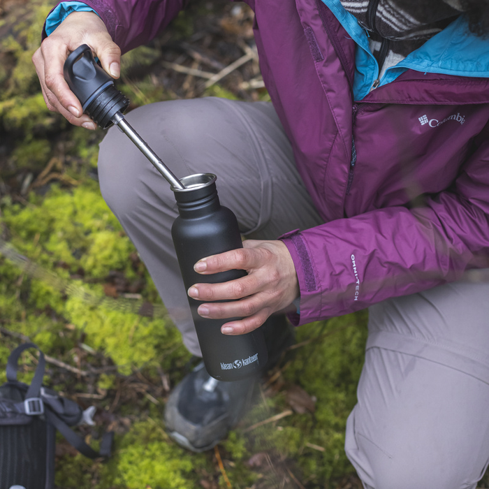 Klean Kanteen - Water Bottle Classic Flip Seal Sport Cap, Black - 532 ml - Klean Kanteen