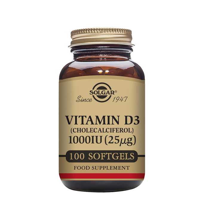 Vitamin D3 1000 IE 25 ug Kolekalciferol, 100 softgel - Solgar