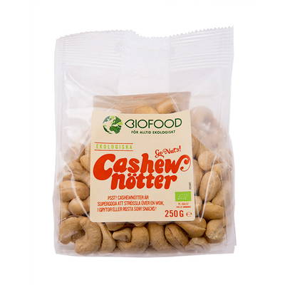 Cashewnötter hela, 250g ekologisk - Biofood