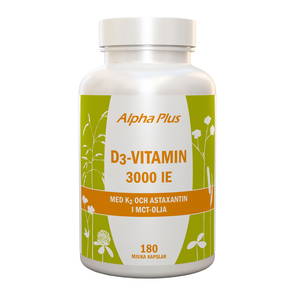 D3-vitamin 3000IE + K2, 180 kapslar - Alpha Plus