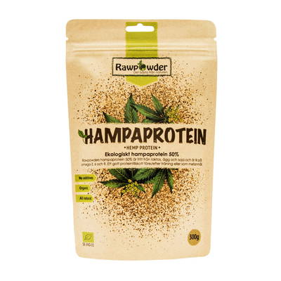 Hampaprotein 50%, 300g pulver ekologisk - Rawpowder