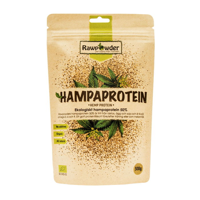 Hampaprotein 50%, 300g pulver ekologisk - Rawpowder