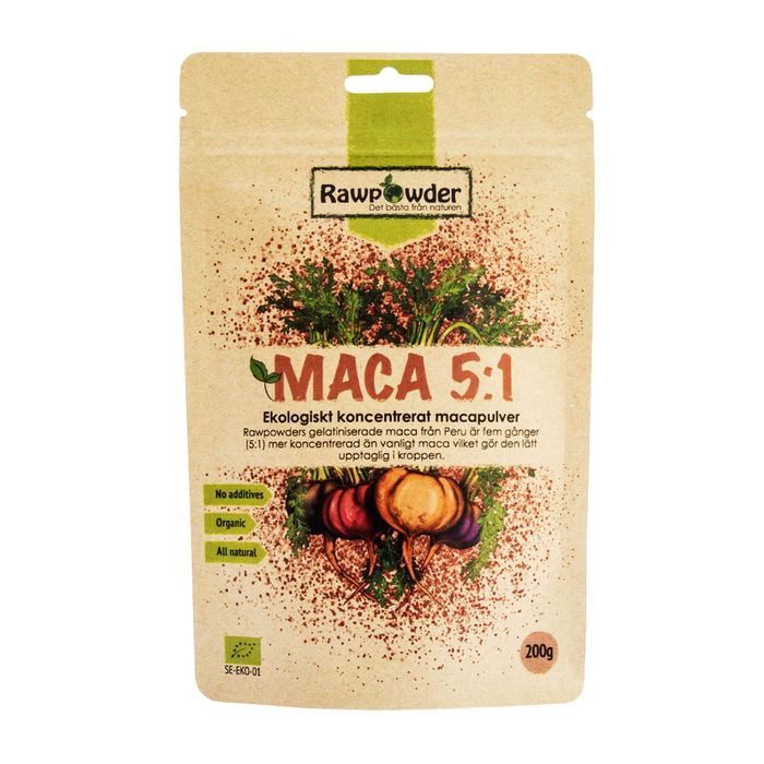 Maca 5:1 koncentrerad, 200g pulver ekologisk - Rawpowder