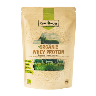 Organic Whey Protein 80% vassle, 400g pulver ekologisk - Rawpowder