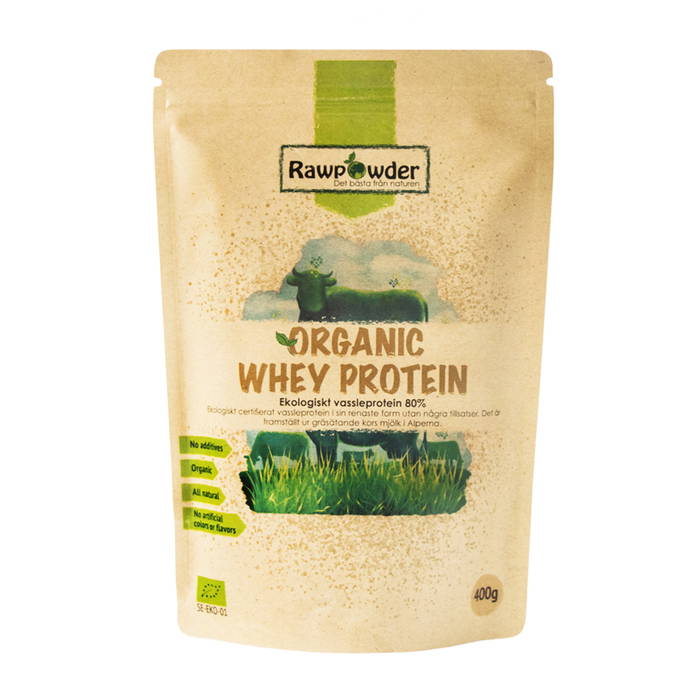 Organic Whey Protein 80% vassle, 400g pulver ekologisk - Rawpowder