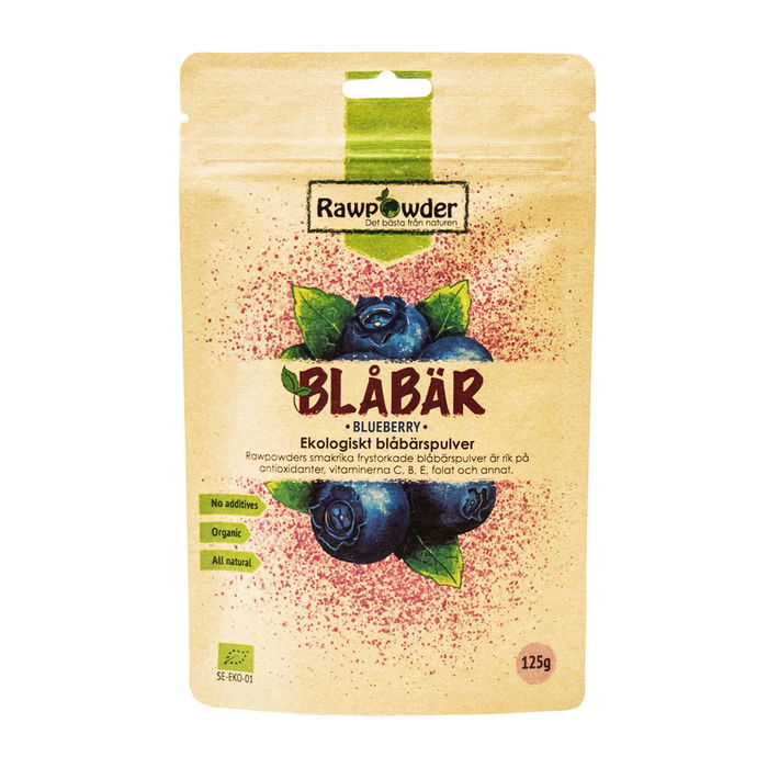 Blåbärspulver, 125g ekologisk - Rawpowder