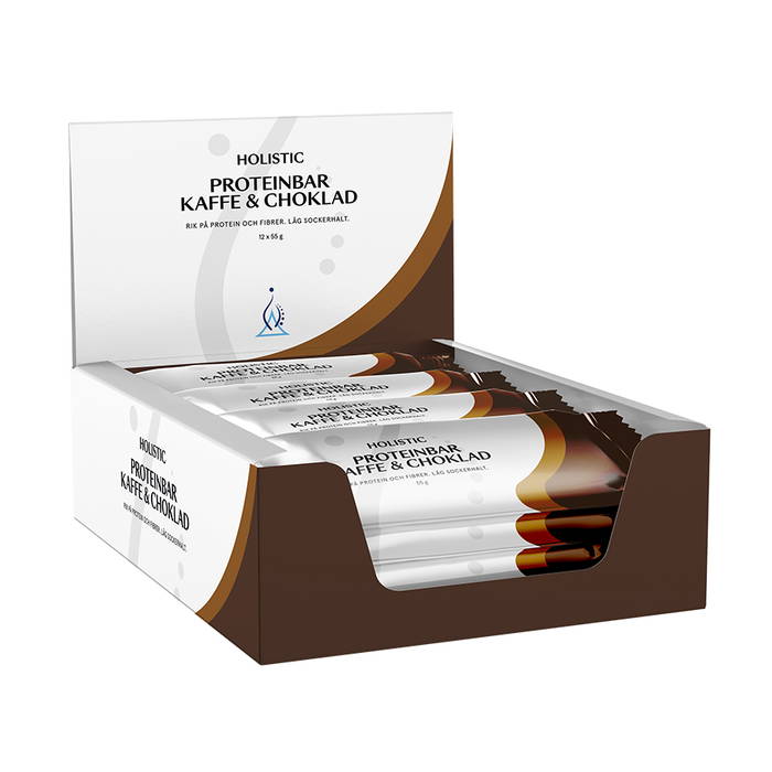 Proteinbar Kaffe & Choklad, 12 x 55 g - Holistic