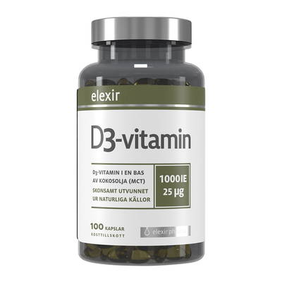 D3 Vitamin 1000IE, 100 kapslar - Elexir Pharma