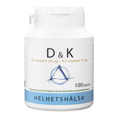 D & K, D3-vitamin & K2-vitamin, 100 kapslar - Helhetshälsa