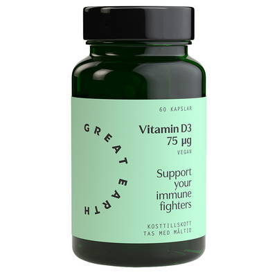 Vitamin D3 Vegan 3000 IE, 60 kapslar - Great Earth