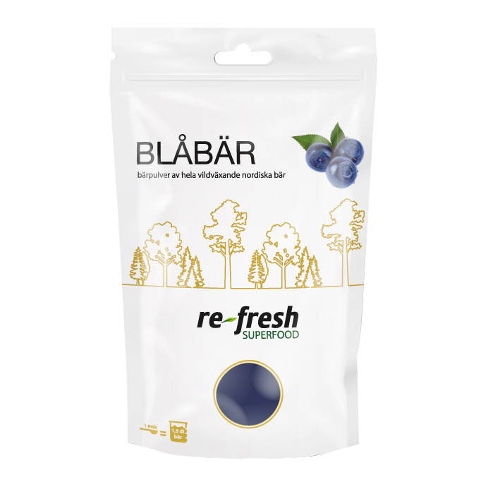 Blåbärspulver, 125g - Re-fresh Superfood