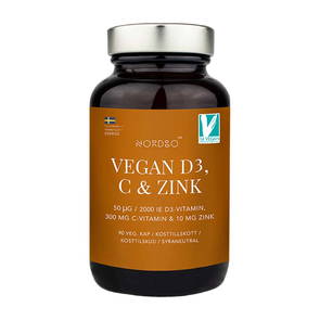 Vegan D3, C-vitamin & Zink, 90 kapslar - Nordbo