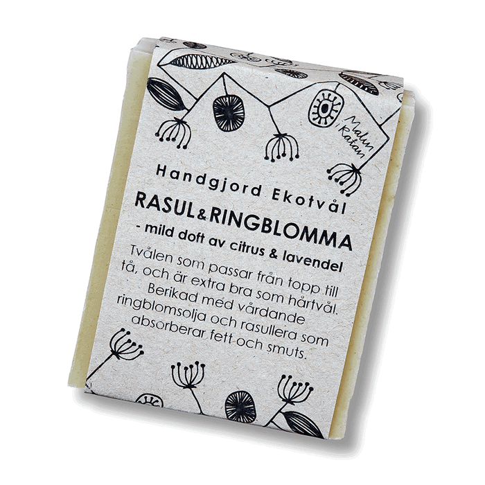 Ekologisk Tvål Rasul & Ringblomma - Citrus & Lavendel, 110g - Malin i Ratan